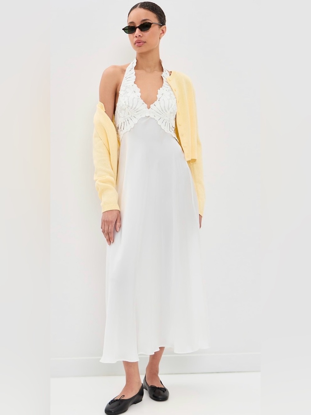 Petal Party Midi slip dress NWOT clean ivory